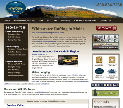 New England Outdoor Center Website